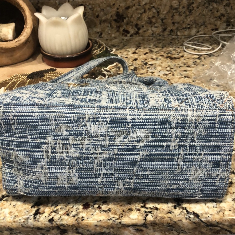 Stylish Denim Blue Quilt Satchel Bag - Picture 6 of 7